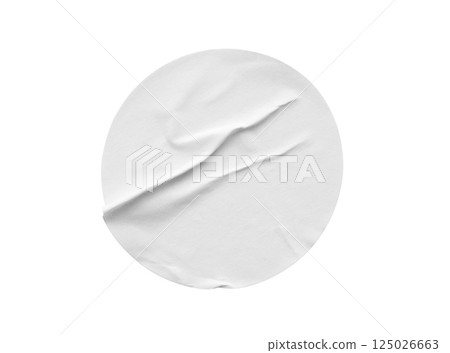 Blank white round paper sticker label isolated on white background Blank white round paper sticker label isolated on white background 125026663