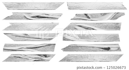 silver foil adhesive tape set isolated on white background 125026673
