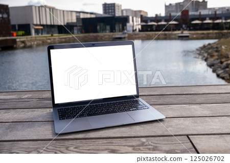 Laptop with Blank Screen by Urban Pond 125026702