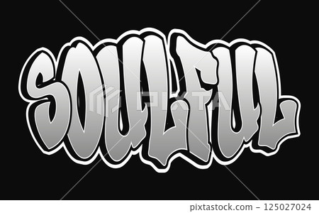 A stylized rendering of the word soulful in striking graffiti-style lettering, perfect for design. 125027024