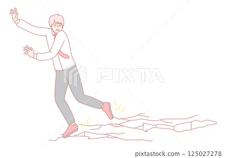 An Illustration Depicting a Person Slipping on Ice in a Dynamic and ActionPacked Scene 125027278