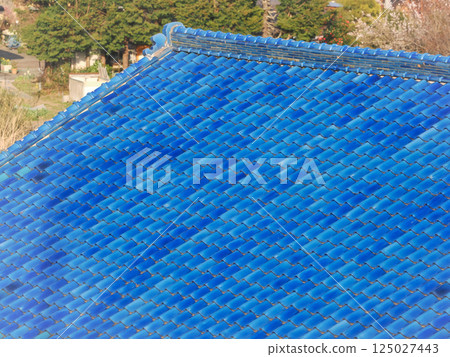 Blue tile roof 125027443