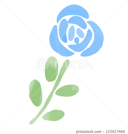 簡單的水彩風格藍玫瑰插畫 125027460