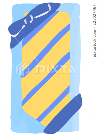 用藍色絲帶包裹的領帶的插圖父親節插圖 125027467