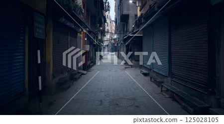 City street of Kathmandu in Thamel district, Nepal 125028105