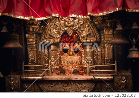 Altar in a temple in Lalitpur Patan Kathmandu city, Nepal Altar in a temple in Lalitpur Patan Kathmandu city, Nepal 125028108