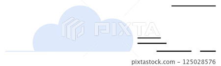 Blue cloud with three black horizontal lines indicating speed or motion. Ideal for weather apps, cloud computing, data transfer, speed, fast service, internet, technology concepts. Banner for landing Blue cloud with three black horizontal lines indicating speed or motion. Ideal for weather apps, cloud computing, data transfer, speed, fast service, internet, technology concepts. Banner for landing 125028576