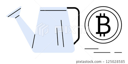 Watering can next to a Bitcoin symbol implying nurturing growth of cryptocurrency investments. Ideal for financial education, cryptocurrency promotions, blockchain technology, investment strategies Watering can next to a Bitcoin symbol implying nurturing growth of cryptocurrency investments. Ideal for financial education, cryptocurrency promotions, blockchain technology, investment strategies 125028585