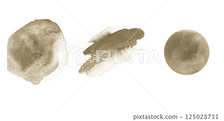 Earthy brown watercolor stain brush paint illustration. Hand drawn design elements, abstract umber color blot for concept label, logo,eco design 125028731