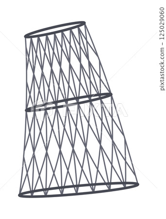 Fish net icon, isolated fishnet and fish scoop. Mesh tool used for catching. Device for safely transferring fish from one container to another or water. Vector cartoon illustration Fish net icon, isolated fishnet and fish scoop. Mesh tool used for catching. Device for safely transferring fish from one container to another or water. Vector cartoon illustration 125029060