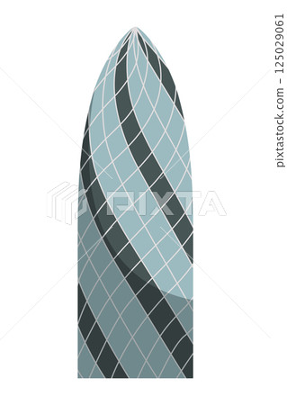Great Britain tourist attraction, 30 St Mary Axe or The Gherkin. Welcome to England or world famous UK symbol. London sight which attract tourists. Vector cartoon illustration 125029061