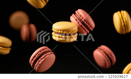 Delicious macarons, floating in the air, Delicious macarons, floating in the air, 125029617