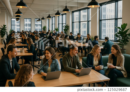 A stylish and lively office floor 125029687