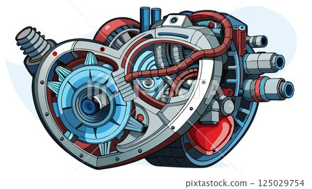 A detailed close-up of a futuristic artificial heart prototype reveals its intricate internal mechanisms and innovative materials, creating a high-quality image suitable for medical publications, sci A detailed close-up of a futuristic artificial heart prototype reveals its intricate internal mechanisms and innovative materials, creating a high-quality image suitable for medical publications, sci 125029754