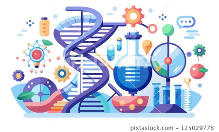 A detailed rendering of a futuristic genetic engineering concept reveals the sophisticated technology and innovative processes involved in precise gene editing and manipulation, offering a captivatin A detailed rendering of a futuristic genetic engineering concept reveals the sophisticated technology and innovative processes involved in precise gene editing and manipulation, offering a captivatin 125029778