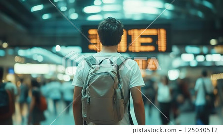 一名男子在機場旅行的背影 01 125030512