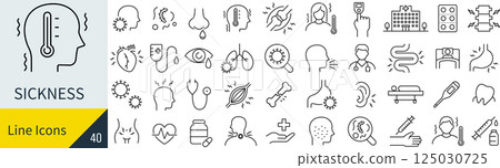 Set of line icons related to illness 125030725
