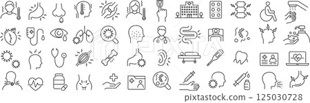 一組關於老年人的單色線圖示向量集 125030728