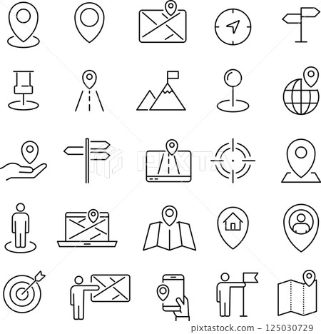 Navigation line icon set 125030729