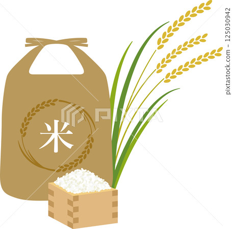 米飯和米飯插畫米袋 米飯和米飯插畫米袋 125030942