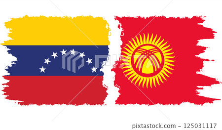 Kyrgyzstan and Venezuela grunge flags connection vector 125031117