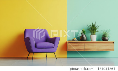 Modern Armchair in Stylish Interior Setting 125031261