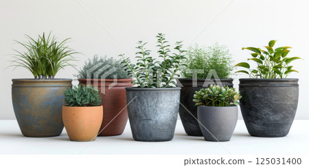 Rustic Plant Pots with Lush Greenery 125031400