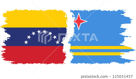 Aruba and Venezuela grunge flags connection vector Aruba and Venezuela grunge flags connection vector 125031457
