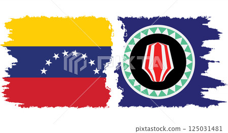 Bougainville and Venezuela grunge flags connection vector 125031481