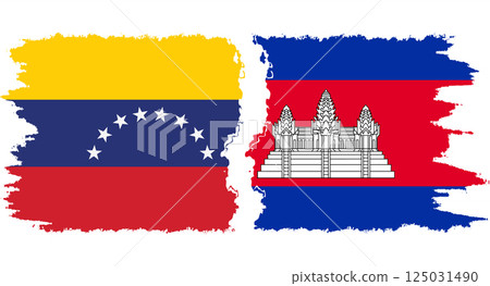Cambodia and Venezuela grunge flags connection vector Cambodia and Venezuela grunge flags connection vector 125031490