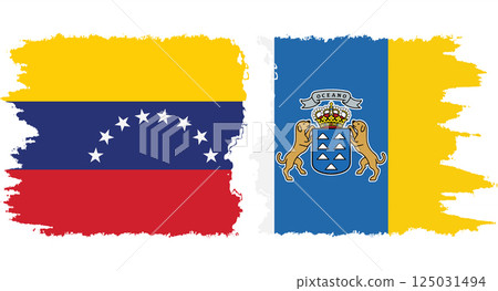 Canary Islands and Venezuela grunge flags connection vector Canary Islands and Venezuela grunge flags connection vector 125031494