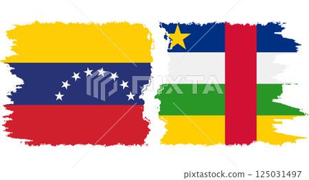 Central African Republic and Venezuela grunge flags connection vecto 125031497
