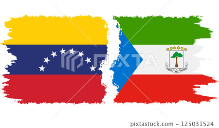 Equatorial Guinea and Venezuela grunge flags connection vector 125031524