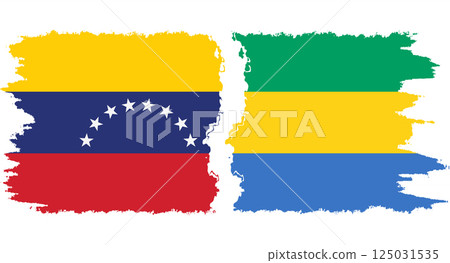 Gabon and Venezuela grunge flags connection vector 125031535