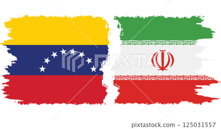 Iran and Venezuela grunge flags connection vector 125031557