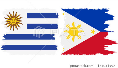 Philippines and Uruguay grunge flags connection vector 125031592