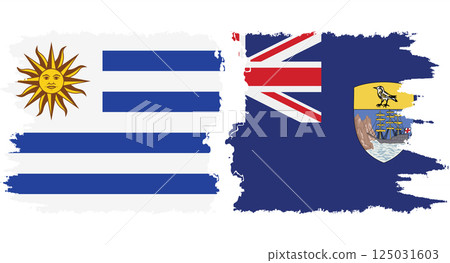 Saint Helena and Uruguay grunge flags connection vector 125031603