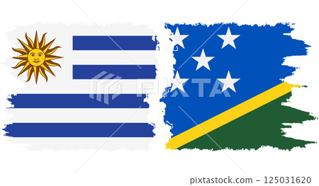Solomon Islands and Uruguay grunge flags connection vector Solomon Islands and Uruguay grunge flags connection vector 125031620