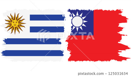 Taiwan and Uruguay grunge flags connection vector Taiwan and Uruguay grunge flags connection vector 125031634