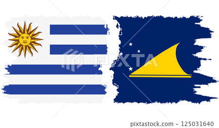 Tokelau and Uruguay grunge flags connection vector Tokelau and Uruguay grunge flags connection vector 125031640