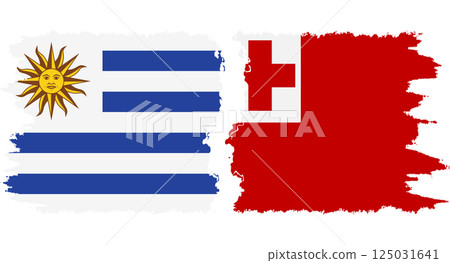Tonga and Uruguay grunge flags connection vector Tonga and Uruguay grunge flags connection vector 125031641