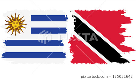 Trinidad and Tobago and Uruguay grunge flags connection vector 125031642