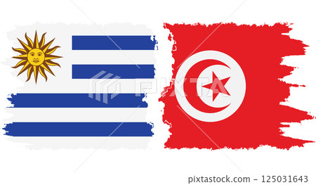 Tunisia and Uruguay grunge flags connection vector Tunisia and Uruguay grunge flags connection vector 125031643