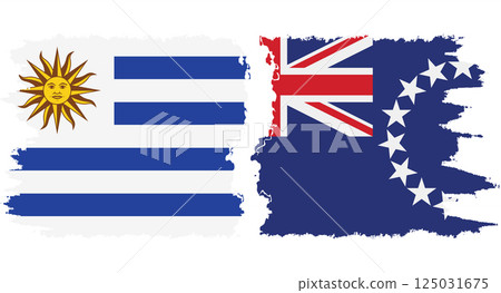 Cook Islands and Uruguay grunge flags connection vector Cook Islands and Uruguay grunge flags connection vector 125031675
