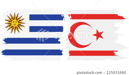 Turkish Republic of Northern Cyprus and Uruguay grunge flags conne Turkish Republic of Northern Cyprus and Uruguay grunge flags conne 125031680