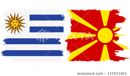 Northern Macedonia and Uruguay grunge flags connection vector Northern Macedonia and Uruguay grunge flags connection vector 125031801