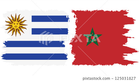 Morocco and Uruguay grunge flags connection vector Morocco and Uruguay grunge flags connection vector 125031827
