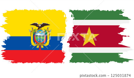 Suriname and Ecuador grunge flags connection vector Suriname and Ecuador grunge flags connection vector 125031874