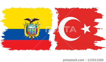 Turkey and Ecuador grunge flags connection vector 125031890