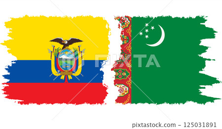 Turkmenistan and Ecuador grunge flags connection vector 125031891
